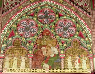 Aanbidding der Wijzen, altaarstuk, naar ontwerpen van William Morris en Sir Edward Burne-Jones, 1861-62